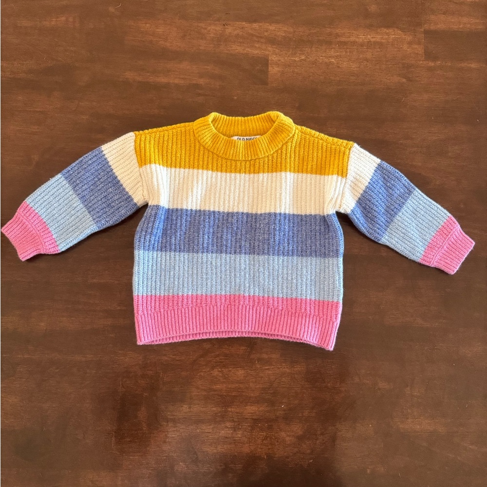 Old Navy Multicolor Striped Sweater - Yellow, Blue, Pink, White